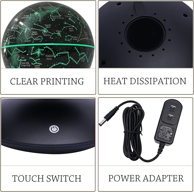 Magnetic Levitating Globe with LED Light,Floating Globes Constellation Ball Night Light Cool Tech Children Educational Gift Home Office Desk Decor