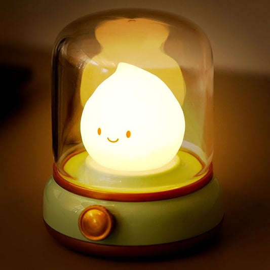 Cute Chibi Flame Lamp, Anime Cozy Lights, Retro Rechargeable Night Light, Decor, Cute Desk Accessories, Gifts.