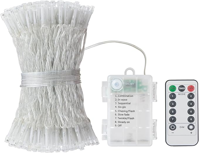 200 LED Battery Operated Remote Control Rainproof String Fairy Lights Indoor/Outdoor for Christmas Tree Xmas Garden Party (Warm White)