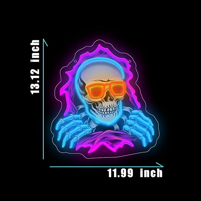 Skull Hole Neon Sign For Room Wall Decor, Colorful UV Printed Neon Light, LED Artwork for Bar, Bedroom, Game Room, Party Decoration Holiday Birthday Gifts