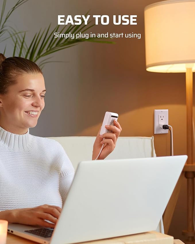 DEWENWILS Plug in Dimmer Switch for Lamp, Table Lamp Dimmer for Dimmable LED/CFL Lights and Incandescent Bulbs, Full Range Slide Control, Extension Cord Dimmer, White, 2 Pack