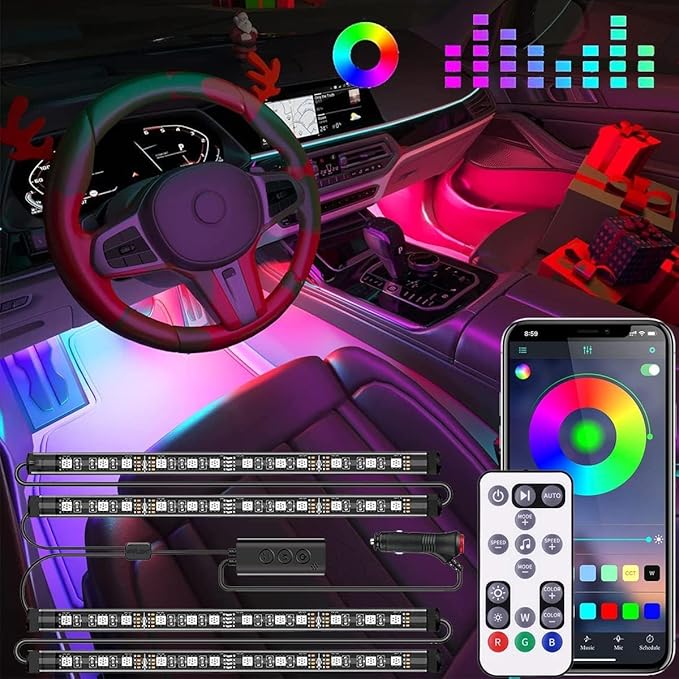 Interior Car Lights, Led Lights for Car Accessories, Birthday Gifts for Women Men, Halloween Trunk or Trick Car Decorations Kit APP Remote Control with Changer Color Change Lights for Jeep Truck Decor