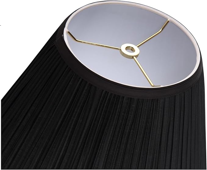 Aspen Creative 33054, Hardback Empire Transitional Spider Lamp Shade, Mushroom Pleated Black, 7" Top x 13" Bottom x 10" Slant