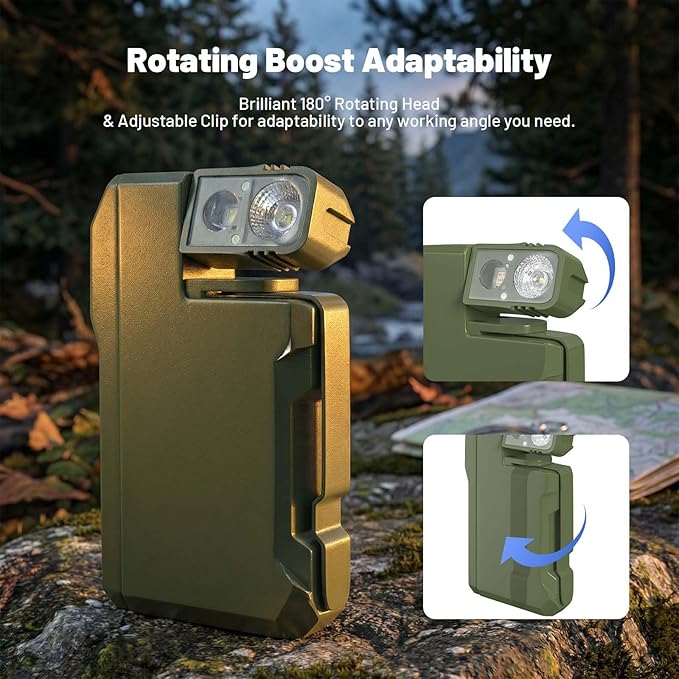 Rechargeable EDC Flashlight, 450 Lumens180° Rotatable Portable Flat Mini Pocket Flashlight, IPX6 Waterproof Multi-Mode RGB Magnetic Keychain Flashight for Home Working Camping Hiking Emergency (Green)