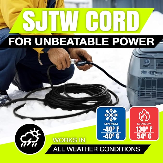 200ft Outdoor/Indoor Extension Cord 12/3 Gauge Extra Heavy Duty 3 Prong SJTW, Waterproof, Flexible Cold-Resistant Long Power Cord,8A 125V 1000W, Black by LifeSupplyUSA