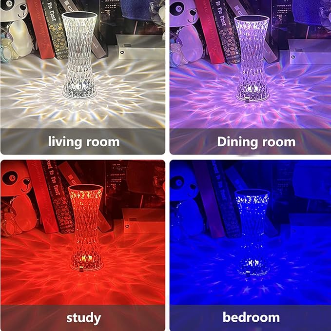 MIFXIN Crystal Table Lamp RGB 16 Colors Changing Remote Control Diamond Crystal Lamp USB Charging Touch Light Decorative Acrylic LED Desk Lamp for Bedroom Living Room Dinning Table Decor