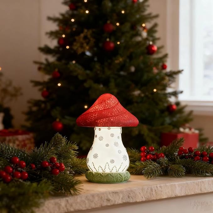 Mushroom Lamp for Bedroom - 360° Rotating Table Lamp with USB C Charging, Touch Control 3 Color Temperatures Bedside Lamp for Nightstand, Home Decor