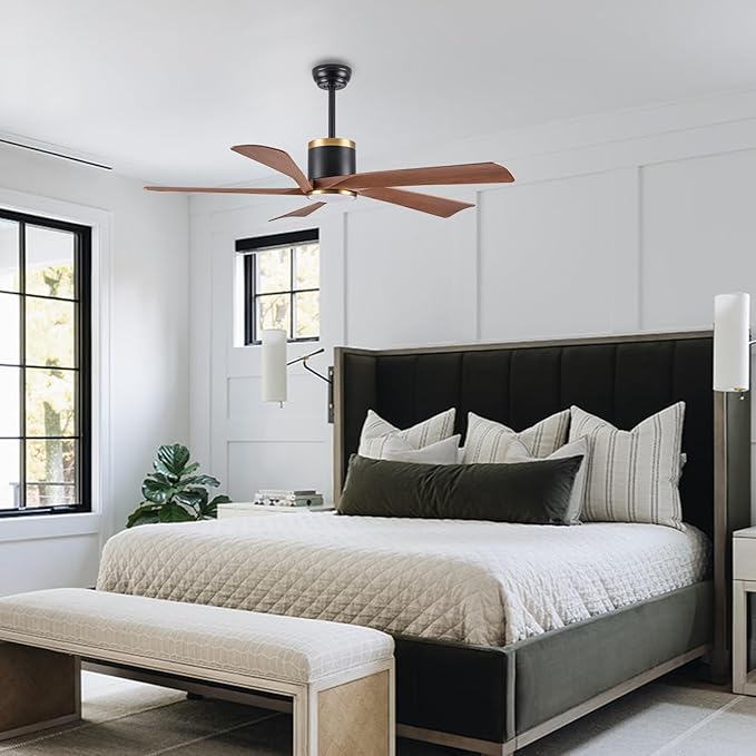 Ceiling Fans with Lights,52 inch Modern Ceiling fan with App and Remote Control,Reversible DC motor ceiling fans,3CCT,Dimmable, Noiseless,Ceiling Fan for Bedroom,Farmhouse,Indoor/Outdoor Use