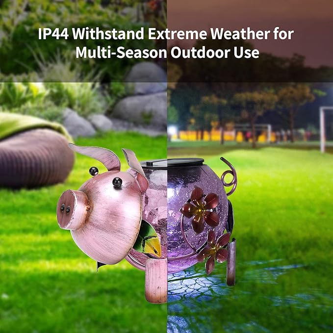 MUMTOP Solar Lantern - Outdoor Waterproof Lights, Pig Yard Decorations, Decorative Tabletop Ornaments for Garden Decor