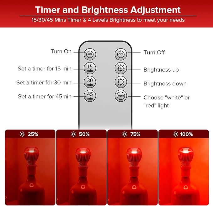 SANSI 670nm Red Light Bulb for Sleep Therapy with Remote Timer, Dimmable, Zero Blue Light for Melatonin Promoting, Dual Mode Natural Sleep Aid & 3000K Reading Light, 25W A21 E26 Red Light for Bedroom