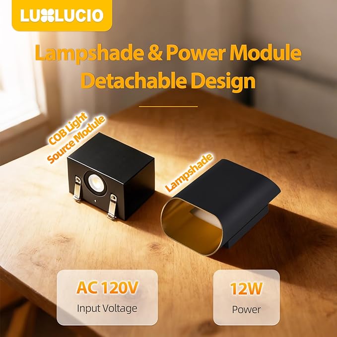 2 Pack Black & Gold Up & Down Wall Sconce Lamp 5%-100% Dimmable, Modern Indoor/Outdoor Porch Light, IP65 Waterproof, 120V, 1200LM, 12W, 2700K-5000K Selectable, CRI90+, ETL FCC Certified