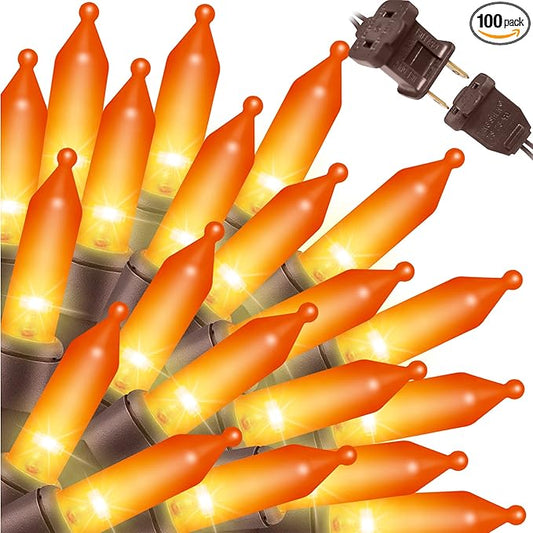 LAMPHOME Orange Thanksgiving Mini Lights, 100Count 19.6ft Autumn Fall String Lights,Connectable 120V Plug in Outdoor Halloween Home Christmas Tree Garden Holiday Party Patio Decor