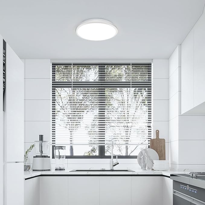 DELIPOP 2 Pack 12 Inch Ceiling Light, 24W Dimmable & 3000K-4500K-6000K 3 Color Selectable Ceiling Light for Indoor/Outdoor, Round Light Fixture for Bathroom, Bedroom, Kitchen, Hallway, Balcony