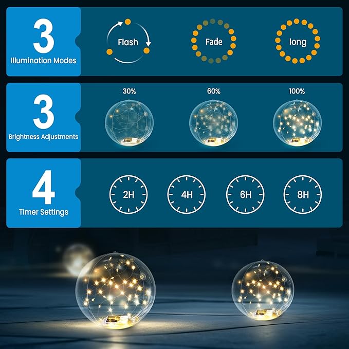 Solar Floating Pool Lights, 14" Inflatable Warm White LED Pool Lights That Float, Waterproof Pool Light Balls, Pool Accessories for Swimming Pools Yard Patio Party Outdoor Decor - 4 Pack