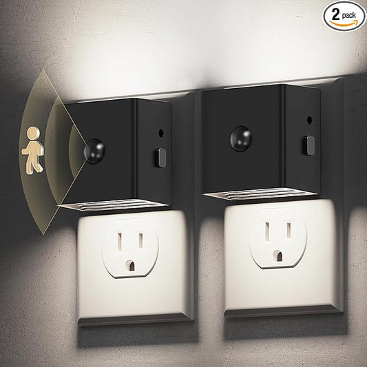 L LOHAS LED Motion Sensor Night Light, [2-Pack] Motion Activated Night Light, Motion Sensor and Dusk to Dawn Sensor, Brightness Adjustable, 5000K Daylight White Nightlight for Bathroom Hallway Kitchen