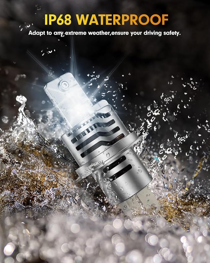 FAHREN H4/9003 Bulbs,𝟕𝟎,𝟎𝟎𝟎𝐋𝐌(𝟏,2𝟎𝟎%) 𝟏2𝐗 Brighter 6500K Cool White, 1:1 Mini Size Plug and Play Upgraded HB2 light fog bulb, pack of 2