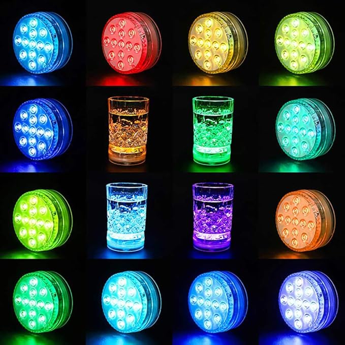 AquaMiracle Submersible LED Lights with Remote Waterproof Battery Operated, Multi Color Changing Hot Tub Lights for Shower, Pool, Pond, Aquarium, Bath, Party, Vase Decoration (2-Pack)