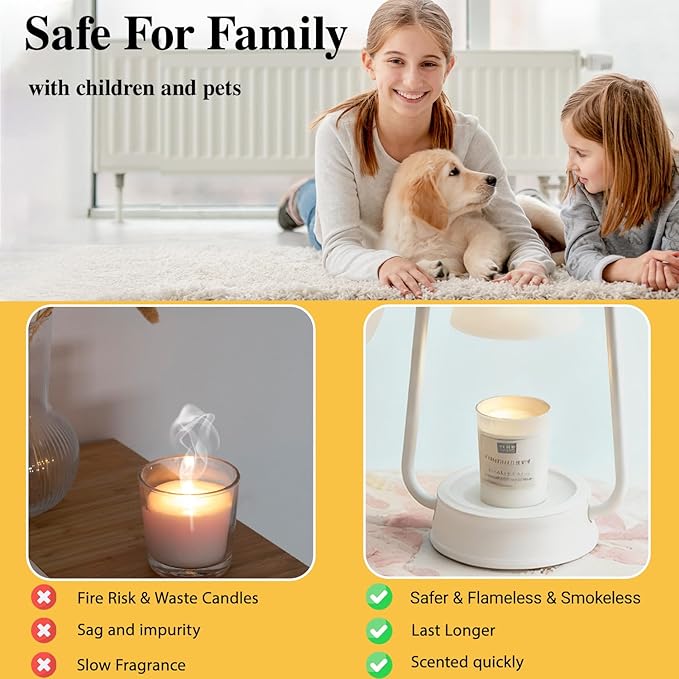 Candle Warmer Lamp with Timer for Jar Candle, 4 Level Dimmable, Electric Wax Melt Warmer with 2 Bulbs, Vintage Decor Lamp - Housewarming/Birthday/Christmas Gift for Mom Sister Girlfriend White