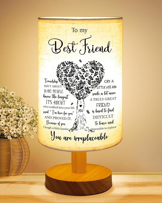 Best Friend Birthday Gifts for Women, to Friend Fabric Table Lamp, Mothers Day Birthday Gift for Best Friends, Friendship Gifts for Women Bedside Table Lamp Gifts for Bestie BFF