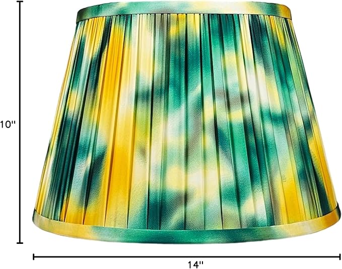 RDI Pleated Pattern Fabric Lampshade, Flora Collection, Medium Lamp Shade, 10 x 14.5 x 10 inch (Top x Bottom x Height), Abstract Lemon