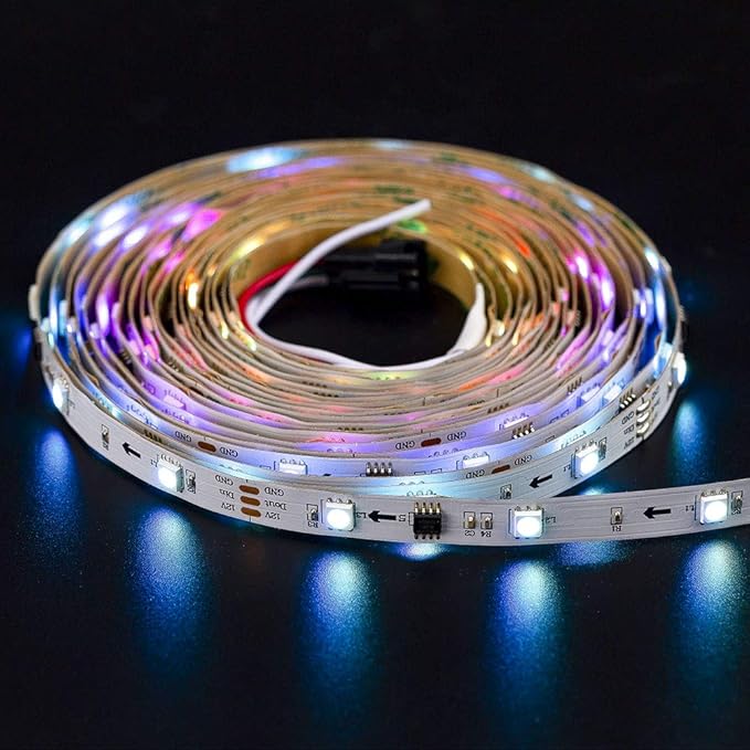 BTF-LIGHTING WS2811 IC=RGB+IC Addressable Dream Color LED Strip 16.4FT 30LEDs/m 10Pixels/m Non-Waterproof White PCB Flexible DC12V Chasing Effect for Indoor Home Decor(No Adapter or Controller)