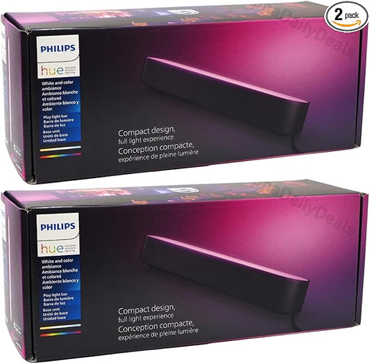 Philips Hue White & Color Ambiance Play Light Bar 2 Pack, Smart LED Light, Compatible with Alexa Google Assistant, 16 Million Colors, Hue Bridge Required, Sync TV Movies Music Games, 2 Pack, W/Cloth
