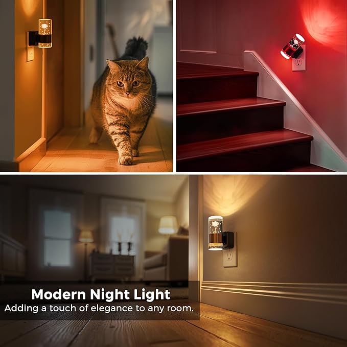 L LOHAS LED Night Lights Plug into Wall, Color Changing Night Light with Rose Carved, Dusk to Dawn Light Sensor and Adjustable Brightness, Elegant Design Night Light for Birthday, 2 Pack