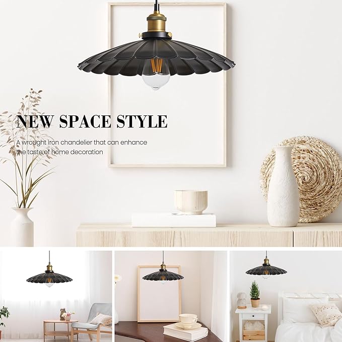Plug in Pendant Lights for Ceiling,15.7 Inch Retro Black Metal Shade Plug in Hanging Lamp On/Off Switch Dining Room Hallway Hanging Pendant Light for Farmhouse with Light Bulb