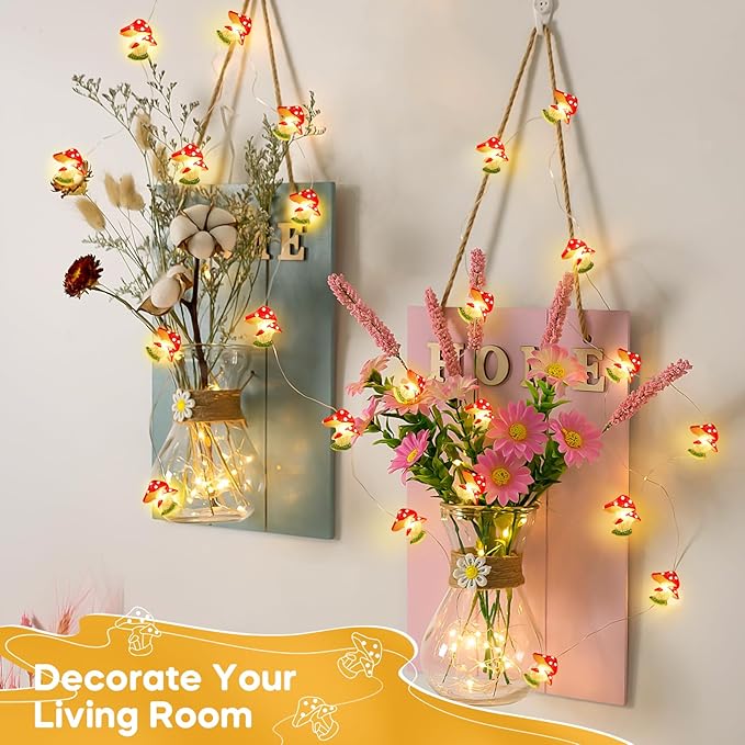 Coquimbo Mushroom Lights Room Cottagecore Decor: Gifts for Teen Girls Boys Kids, 10FT 30LED Fairy Lights Battery Operated Cute Mushroom Lamp Decorations for Birthday Christmas Party Wedding Home
