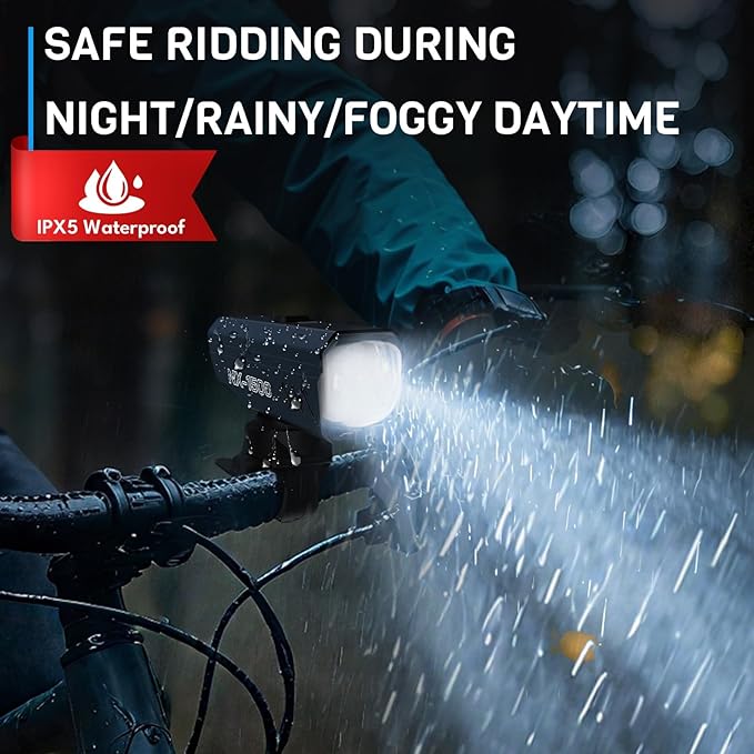 BUCKLOS 1000/1500/2000 Lumens Ultra Bright Bike Lights for Night Riding, Bicycle Headight with Auto-Dimming LED USB Rechargeable 7/5 Modes, IPX5 Waterproof Front Light,Long Battery Powered