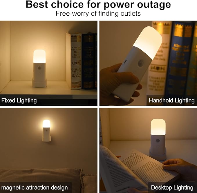 YELKO Motion Sensor Night Lights, Rechargeable nightlights Battery Operated, Dimmable Table lamp with 5 Levels Brightness Adjustable, Cordless Dimmable LED Nursery Night Lights for Home(Cool White)