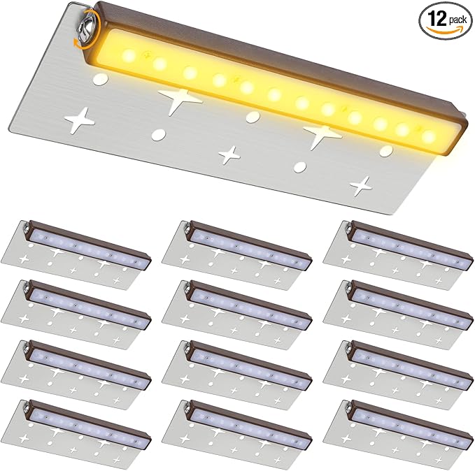 Retaining Wall Lights,12 Pack 7 Inch LED Hardscape Lighting,12-36V 2.5W Low Voltage Fence Lights,Outdoor Step Lights with IP67 Waterproof 2700K Warm Light