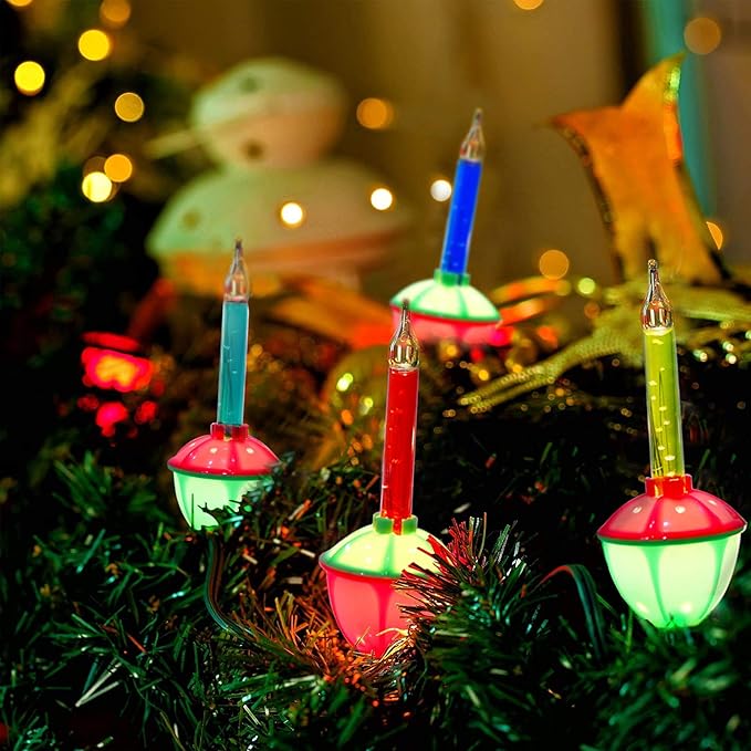 Multicolor Christmas Bubble Lights, 11Ft Vintage Outdoor Christmas String Lights with 8 Multicolor Bubble Lights, Vintage Christmas Decorations for Christmas Tree Mantel Windows House Holiday Decor