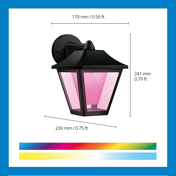 WiZ Connected Classic Outdoor Wall Light, 16 Million Colors, Compatible with Alexa, Google Assistant, Bluetooth Compatible, No Hub Required