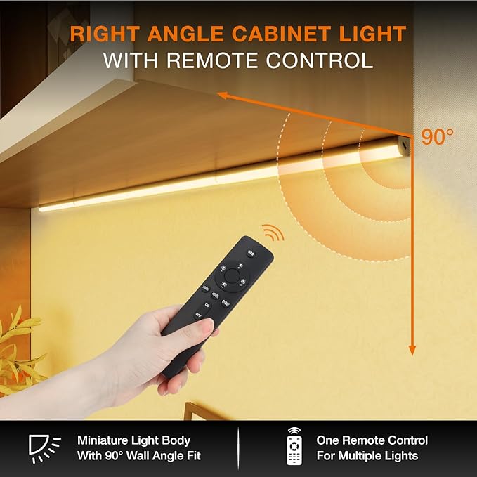 Under Cabinet Lights Remote Control,2 Pack Magnetic Dimmable Closet Lights,USB Rechargeable Wireless LED Shop Light,Ceiling and Under Counter Lights for Kitchen (Black, 20CM)