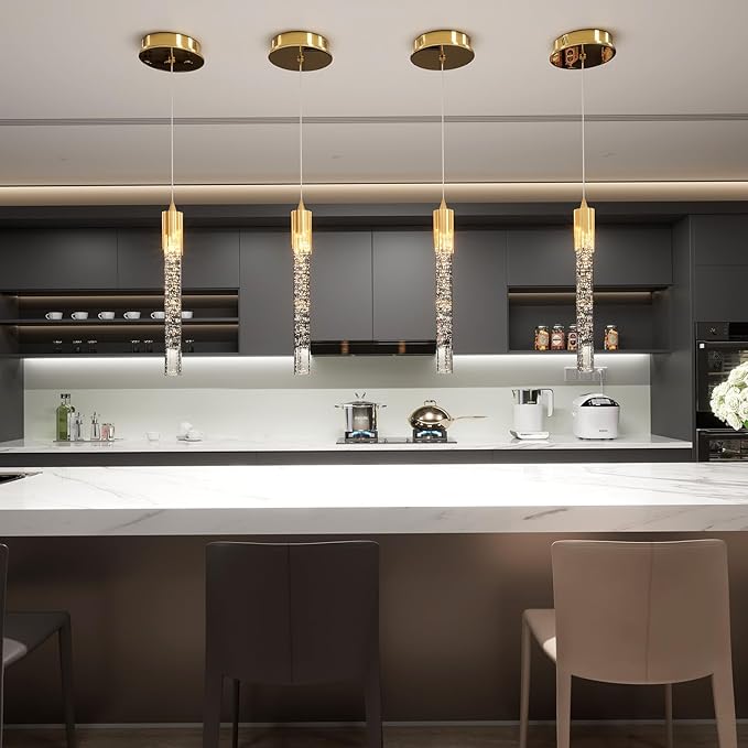 Pendant Lighting for Kitchen Island Gold Mini Chandeliers Ceiling Pendant Light Over Island Sink LED Ceiling Hanging Light for Dinning Room Bedroom (1-Pack
