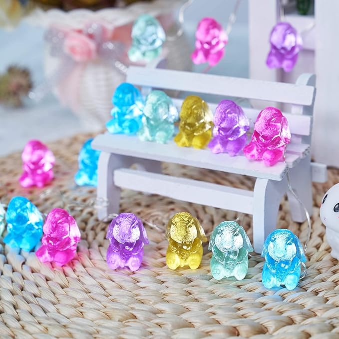 Easter Bunny Ornaments String Lights, Mini Rabbit Fairy Decorative Lights 10 ft 30 LED USB Plug in Battery Operated with Remote for Resurrection Sunday Tabletop House Front Door Patio Decor