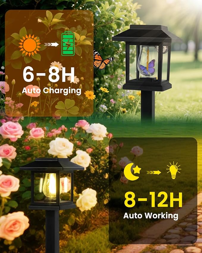 Albelt Solar Pathyway Lights Outdoor, 12 Pack Waterproof Solar Garden Lights with Auto On/Off, Landscape Lighting for Garden, Yard, Pathway, Patio, Driveway Decor