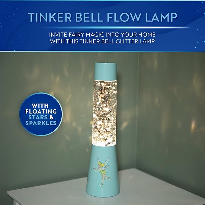 Disney Tinker Bell Glitter Flow Lamp Night Light, Bedroom Décor Mood Light, 35 cm