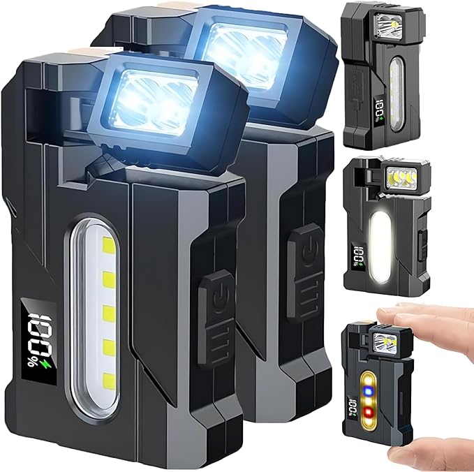 G5 EDC Flashlight 400 Lumens, Mini EDC Flashlight, Magnetic Rechargeable Keychain Flashlight, Portable Flat Pocket Flashlights for Outdoor Home Emergencies (2pcs)