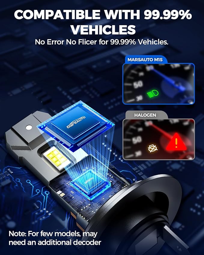 Marsauto H7 Light Bulbs, 30000LM 800% Brighter Bulbs, Real Mini Size 6000K Cool White IP68 Waterproof, Plug and Play