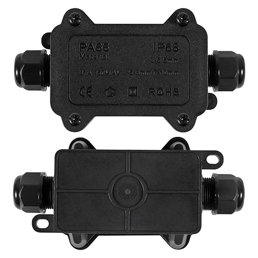2PCS Junction Box Waterproof IP68, 2 Way Outdoor Junction Box for 3-10mm Diameter Cable, 41A/450V Underground Plug Line Coaxial Cable Connector with 4pcs Replaceable Lever Wire Connectors