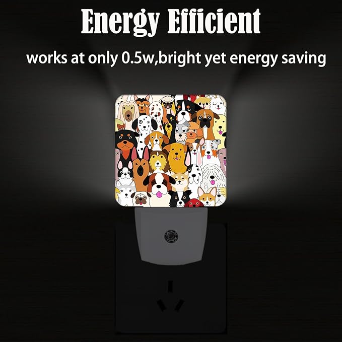 Cute Dog Night Light,Plug Into Wall Decor for Stairway,Hallway,Kitchen,Dusk to Dawn Sensor Nightlights for Boys/Girls/Women/Men Room Gifts