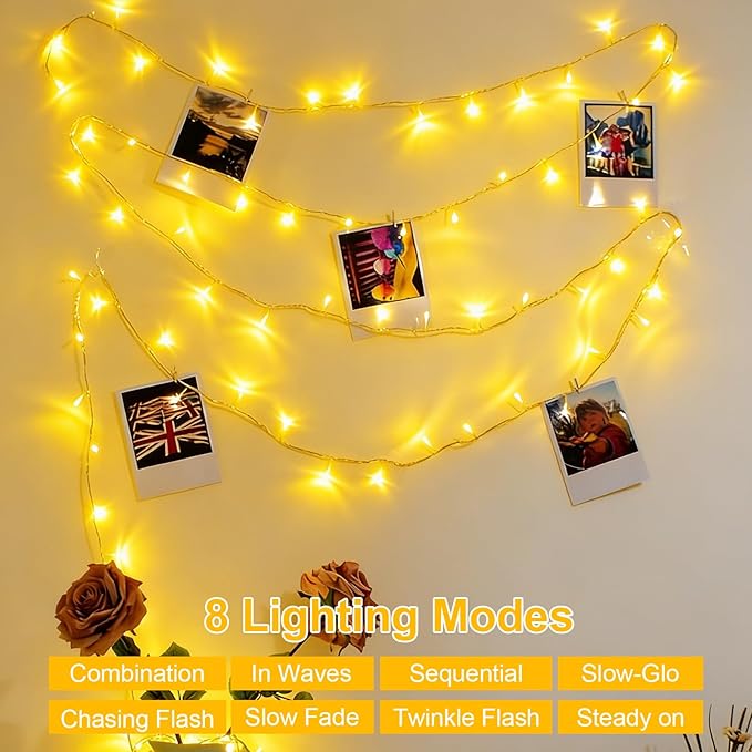QITONG Warm White String Lights Outdoor, 165ft 500 LED Christmas Light Plug-in, 8 Modes Clear Wire Twinkle Xmas Lights Indoor