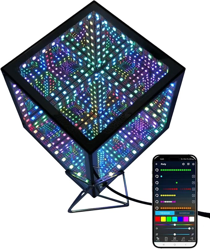 Infinity Hyper Cube LED Light Multicolor Desk Night Light with USB Controller and Stand (6 Inch)