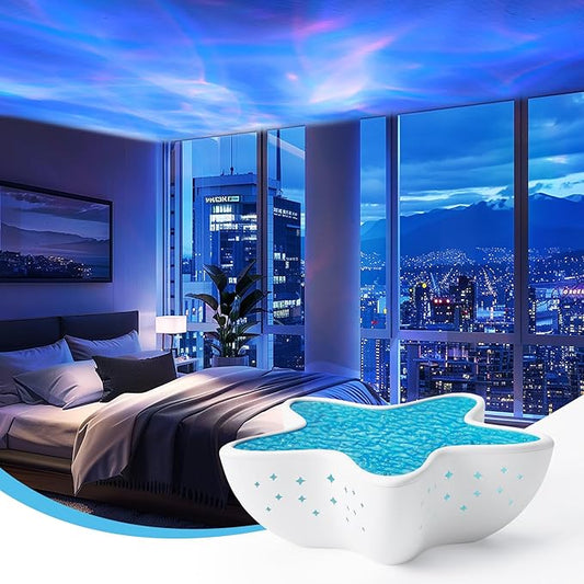 Northern Lights Projector, Ocean Wave Shower Light Projector Light for Bathroom Classroom, Galaxy Night Light for Kids Dorm Decor, Cute Room Decor Aesthetic (White)