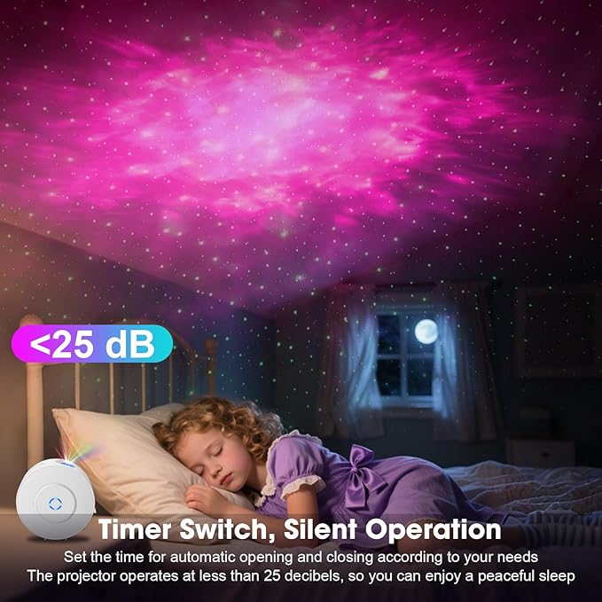Laser Safety Certified Star Projector, Galaxy Projector with Smart App & Voice Control, 900 Sq.ft Coverage, 4 Custom Scenes, 25dB Silent Operation with 4 Positioning Angles