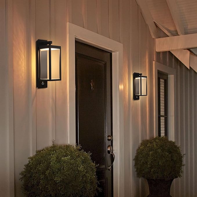 Lustrlach 2 Pack Motion Sensor Outdoor Light Fixtures Wall Mount,Exterior Wall Sconce, Porch Light, Garage Lights, Waterproof Motion Lights for Outside, Garden, Front Door