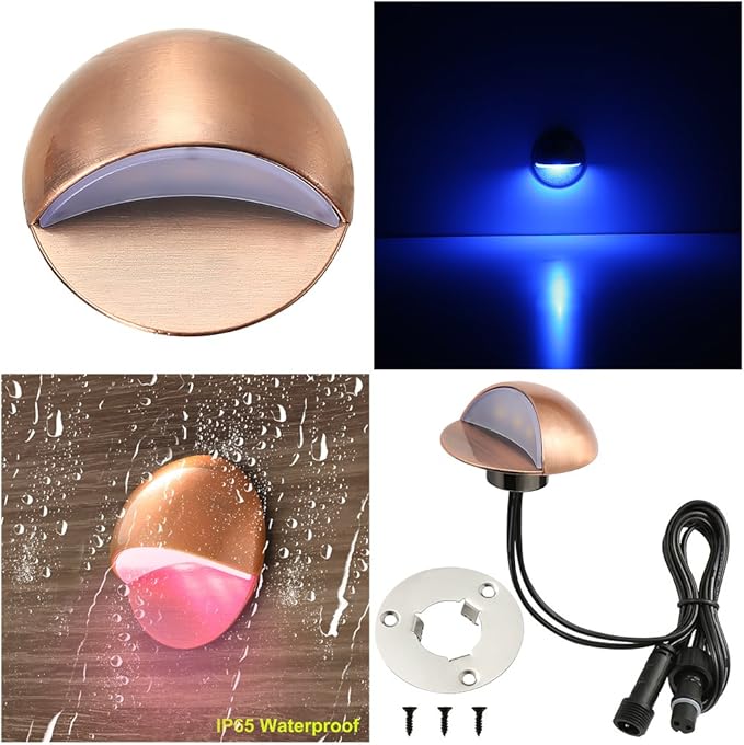FVTLED LED Deck Lighting Kits, 20pcs WiFi Controller Φ1.97 Low Voltage LED Step Lights RGB Recessed Light Compatible with Alexa Google Home Smart Phone RGB Lamp, Bronze