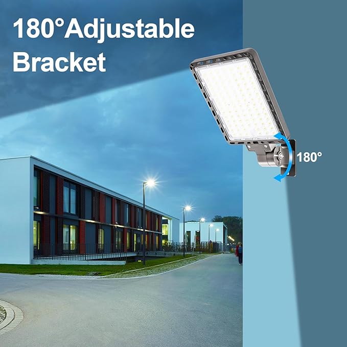 ledmo LED Parking Lot Light 37000lm Outdoor Dusk to Dawn Commercial Street Light with Adjustable Arm Wall Mount 240W IP65 LED Barn Security Area Lights for Yard Sport Warehouse Shop 5000K